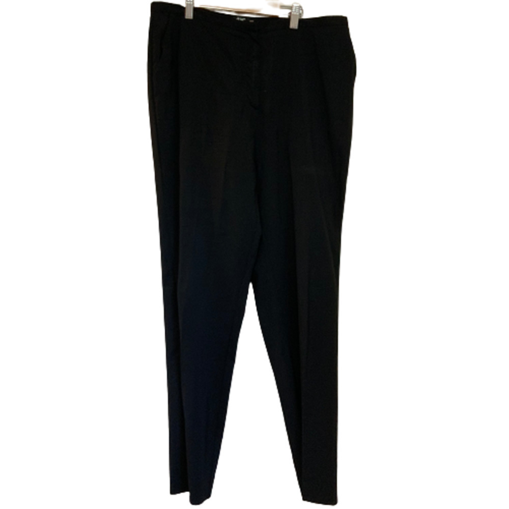 Alma Career Pants Pleated Front Tapered Lightweight Wool Pockets Black Plus 12